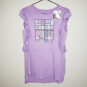 LOL Surprise Girls Sz 14 Ruffle Sleeve Zodiac Tank Top/Tunic, Purple